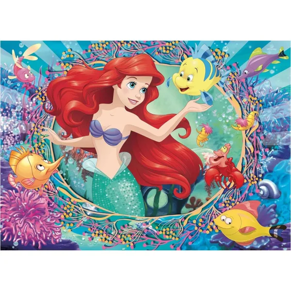 Ariel la Sirenetta 2 in 1 puzzle da 48 pezzi e libro da colorare 35x25 cm - Lisciani immagine 2