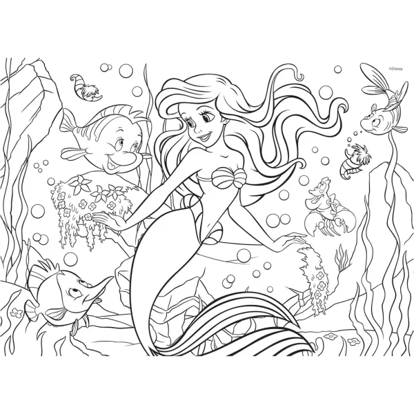 Ariel la Sirenetta 2 in 1 puzzle da 48 pezzi e libro da colorare 35x25 cm - Lisciani immagine 3