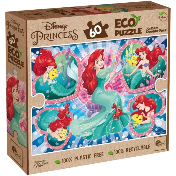 Ariel, la sirenetta - Eco puzzle e album da colorare 2 in 1, 60 pezzi, 70x50 cm - Lisciani immagine 1