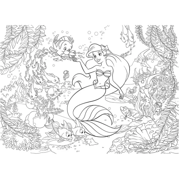 Ariel la sirenetta 2 in 1 puzzle da 108 pezzi e album da colorare 50x35cm - Lisciani immagine 3