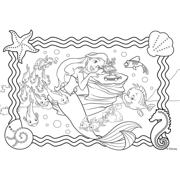 Ariel la sirenetta 2 in 1 puzzle da 250 pezzi e libro da colorare 50x35 cm - Lisciani immagine 3