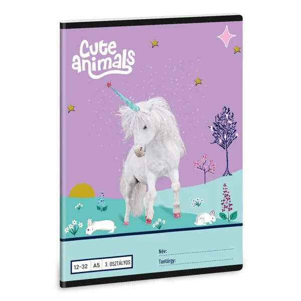 Ars Una: Animali Carini - Unicorno quaderno a righe A/5 per la 3a classe 12-32 immagine 1