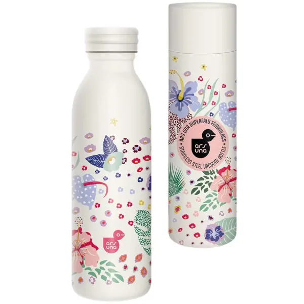 Ars Una: Borraccia in metallo a doppia parete Cream Hibiscus in scatola decorativa 600ml immagine 1