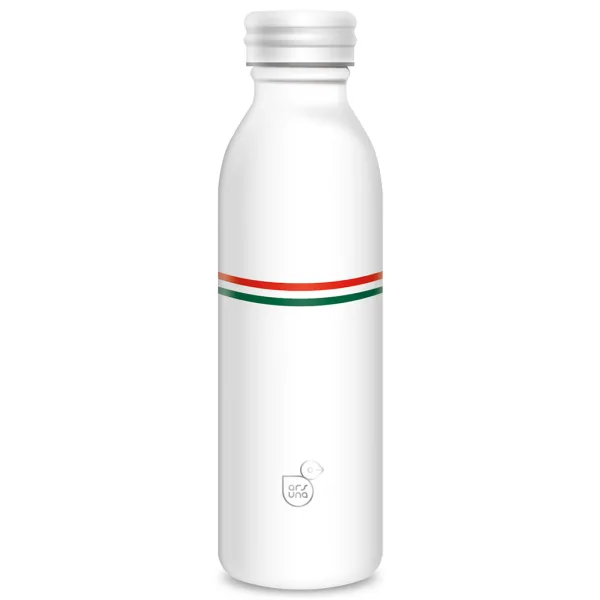 Ars Una: Borraccia in metallo a doppia parete color bianco bandiera, 600 ml immagine 1