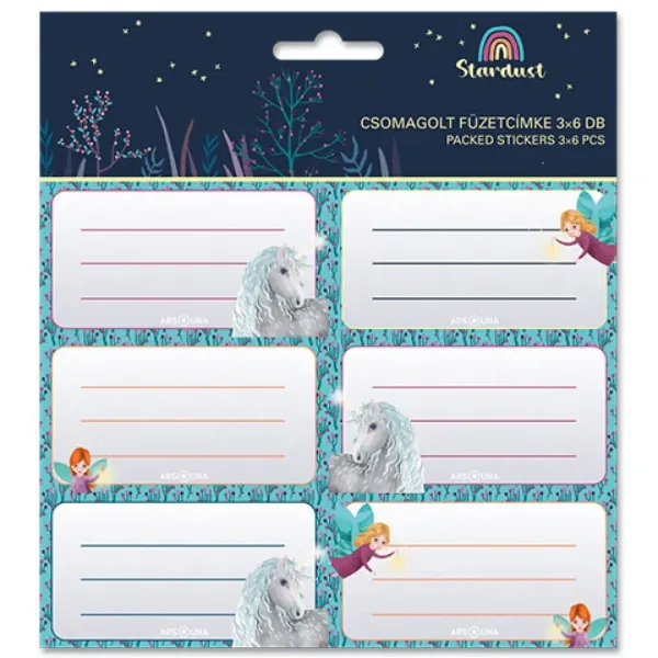 Ars Una: Etichette per quaderni confezionate con motivo unicorno Stardust 3x6 pezzi immagine 1