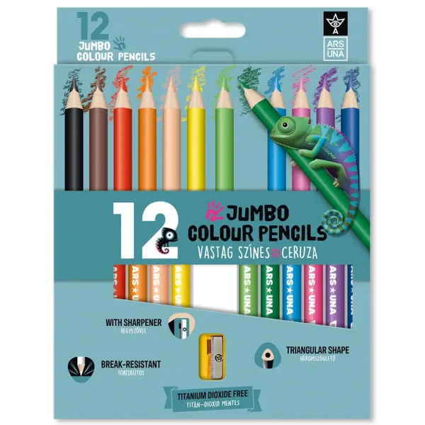 Ars Una: JUMBO set di 12 matite colorate triangolari con temperamatite immagine 1