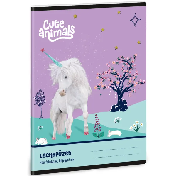 Ars Una: Quaderno per compiti con motivo unicorno e animali carini, 38 fogli, formato A/5 immagine 1