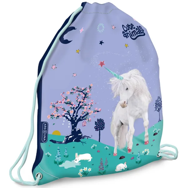 Ars Una: Sacca sportiva unicorno con animali carini, 32x42 cm immagine 1