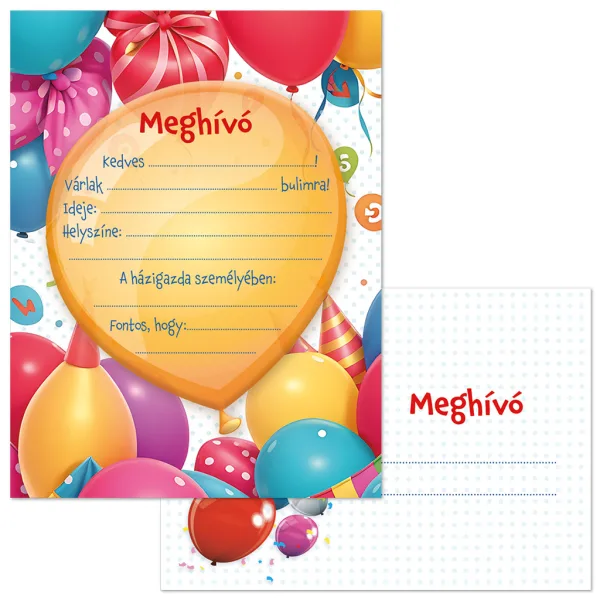 Ars Una: Set di 10 inviti colorati con palloncini e buste immagine 1