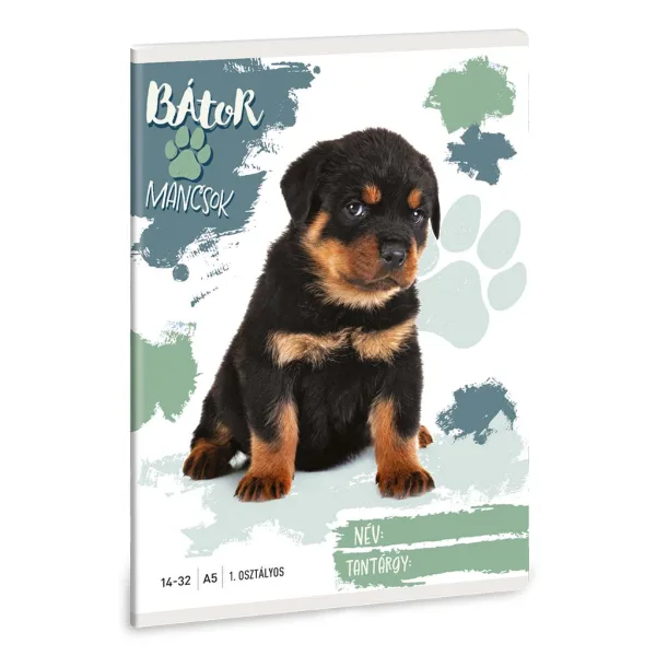 Ars Una: Zampe Coraggiose - Rottweiler quaderno a righe A/5 per la 1ª classe 14-32 immagine 1