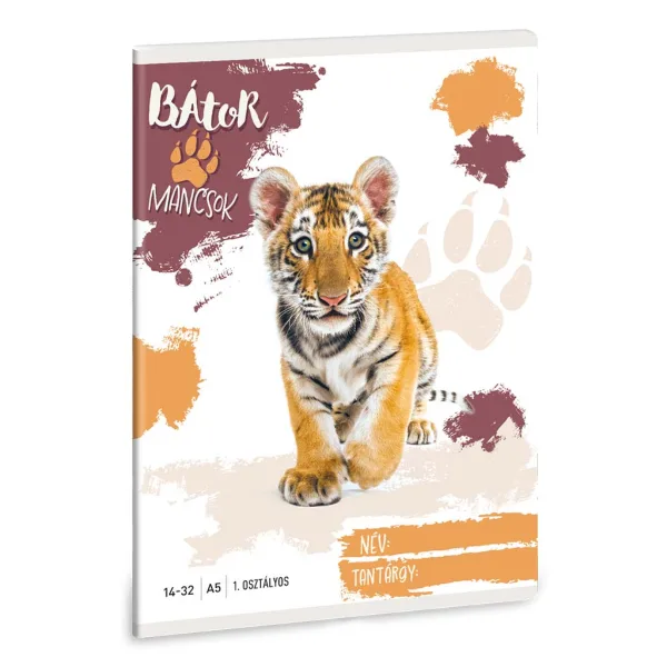Ars Una: Zampe Coraggiose - Tigre quaderno a righe A/5 per la 1ª classe 14-32 immagine 1