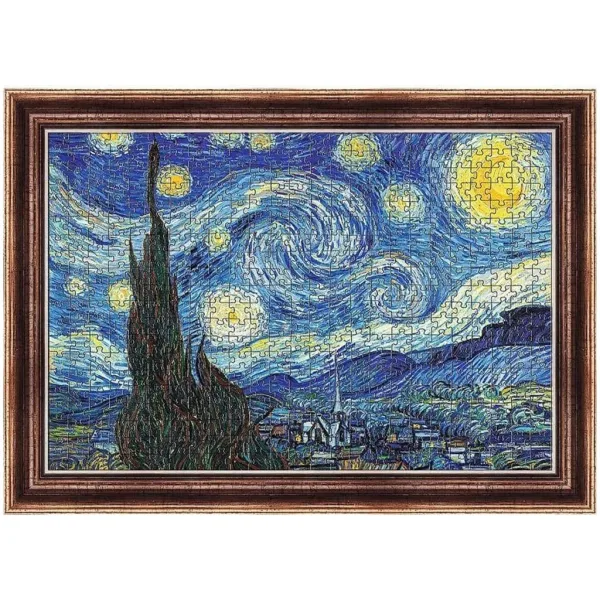 ArtFrame: Van Gogh - Notte stellata puzzle da 500 pezzi con cornice - Trefl immagine 1