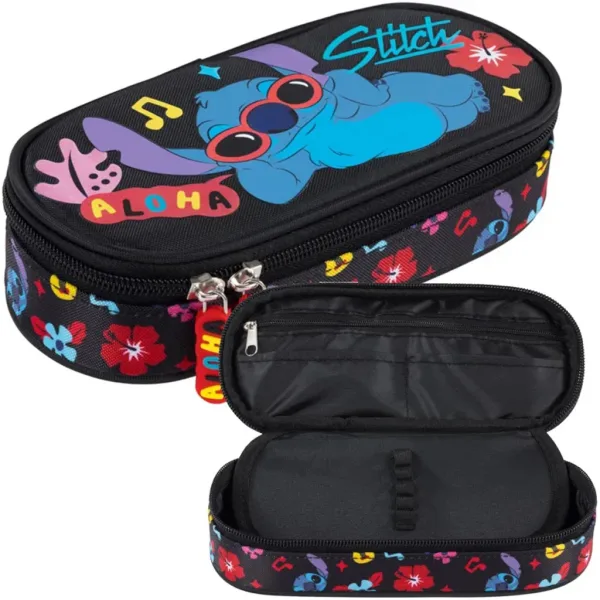 Astuccio ovale Disney Stitch Aloha di colore nero PC01 23x9,5x6 cm immagine 3