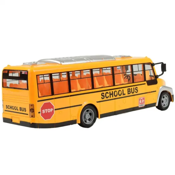 Autobus scolastico giallo telecomandato RC con effetti luminosi e batteria 27MHz 40cm immagine 2
