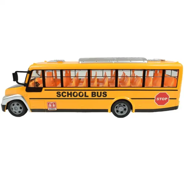 Autobus scolastico giallo telecomandato RC con effetti luminosi e batteria 27MHz 40cm immagine 4