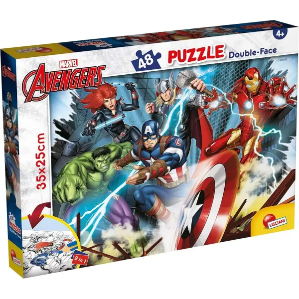 Avengers 2 in 1 puzzle da 48 pezzi e album da colorare 35x25cm - Lisciani immagine 1