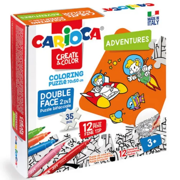 Avventure puzzle da colorare a doppia faccia con 12 pennarelli - Carioca immagine 1
