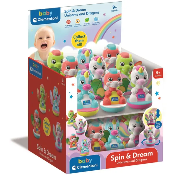 Baby Spin & Dream unicorno e drago giocattolo per bebè 1 pz - Clementoni immagine 1