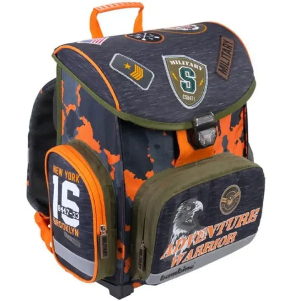 Bambino: Zaino scolastico ergonomico militare, zaino 36x27x14cm immagine 2