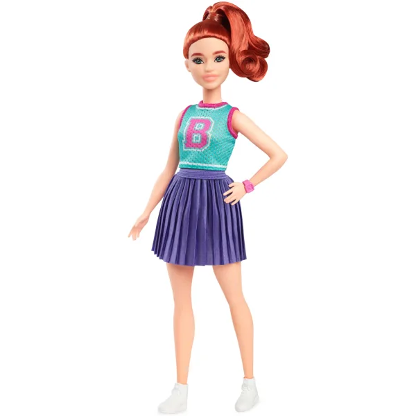 Bambola Barbie Fashionista con capelli rossi e gonna viola - Mattel immagine 2