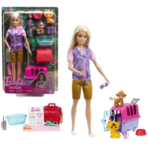 Barbie: Bambola carriera soccorritrice di animali selvatici con accessori - Mattel immagine 1