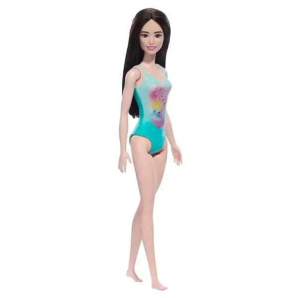 Barbie Beach bambola con costume da bagno a fantasia blu - Mattel immagine 2