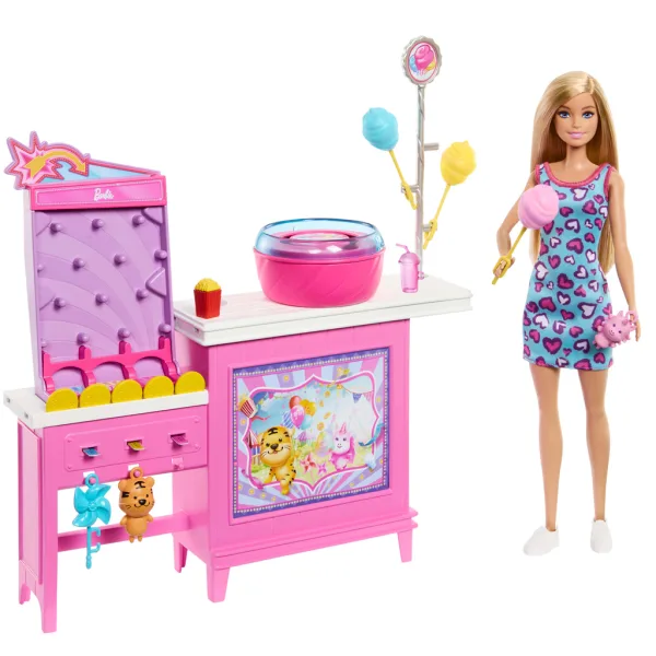 Barbie Mysteries: Detectivi sulla spiaggia - Set da gioco con bancarella di zucchero filato e bambola - Mattel immagine 2