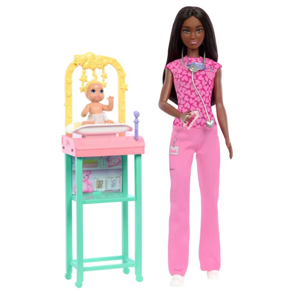 Barbie pediatra con capelli castani set di gioco carriera - Mattel immagine 2