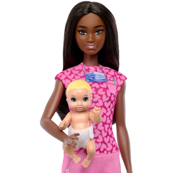 Barbie pediatra con capelli castani set di gioco carriera - Mattel immagine 3