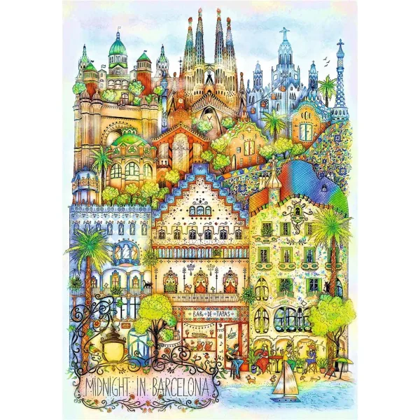 Barcellona a mezzanotte puzzle da 1000 pezzi Premium Plus Quality - Trefl immagine 2