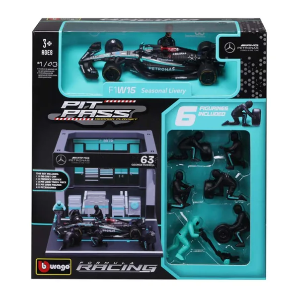 Bburago: Auto da corsa F1 1/43 - MB AMG W15 E Performance pit lane immagine 1
