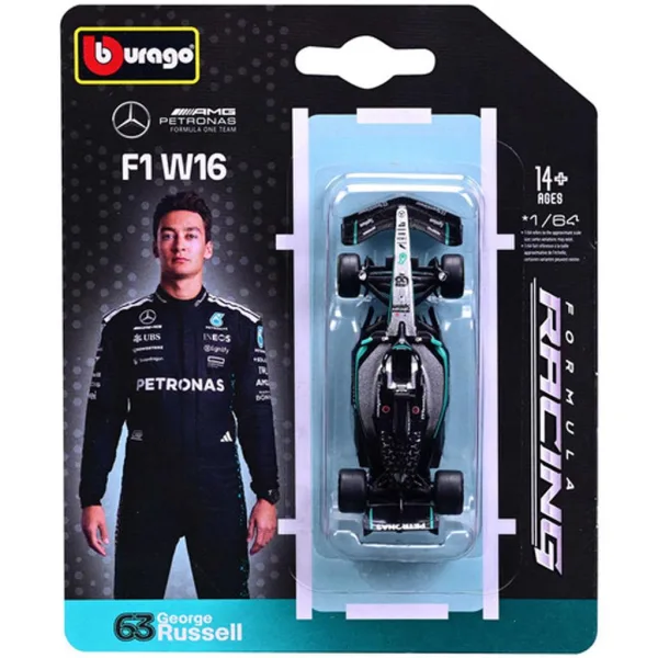 Bburago: Mercedes-AMG Petronas F1 W16 F1 (2025/) auto da corsa modellino in metallo 1/64 (George Russel #68) immagine 1