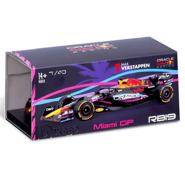 Bburago: Modello di auto in metallo Red Bull RB19 F1 1/43 (Max Verstappen #1, edizione speciale GP di Miami, con casco) immagine 4