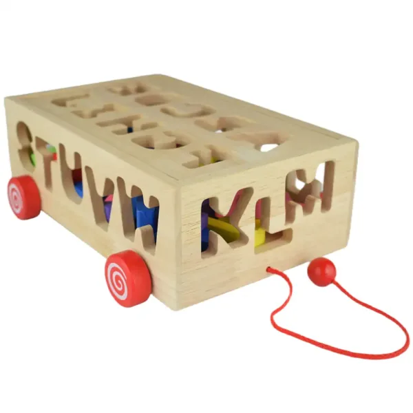 Beilaluna: Carro trainabile in legno con forme e lettere immagine 3