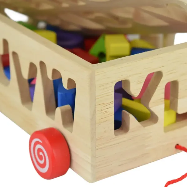Beilaluna: Carro trainabile in legno con forme e lettere immagine 8