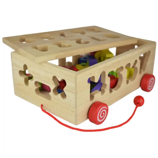 Beilaluna: Carrozza trainabile in legno con forme e numeri immagine 5