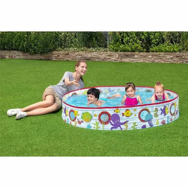 Bestway: Fill N Fun piscina per bambini con pareti rigide, mondo sottomarino, Ø 152 x 25 cm immagine 4