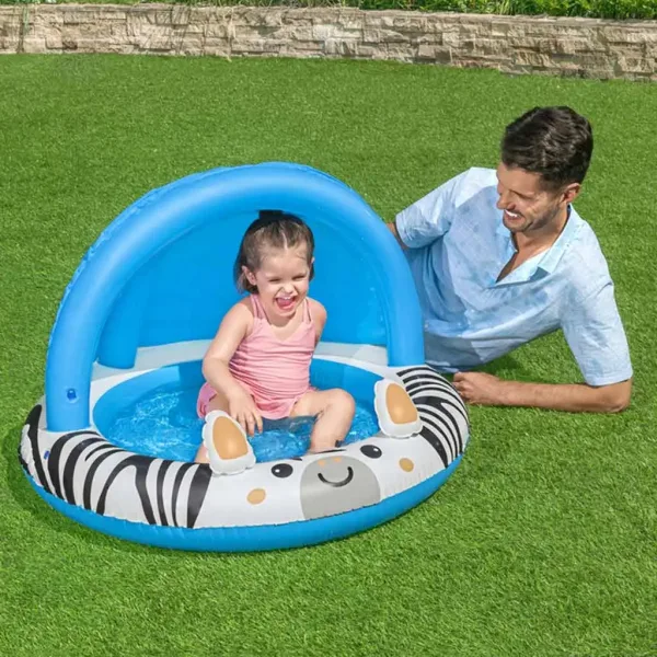 Bestway: Piscina gonfiabile Safari Sun™ con motivo zebra e tetto parasole Ø 97 x 66 cm immagine 2