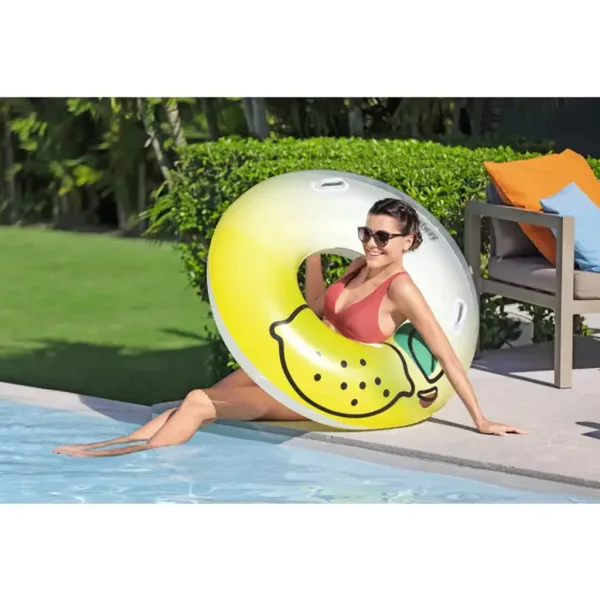 Bestway: ciambella gonfiabile con stampa di limoni e maniglia, 114 cm immagine 4