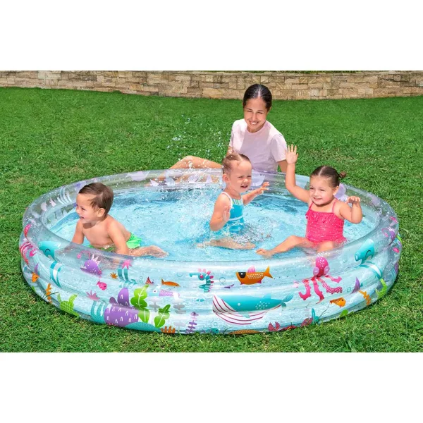 Bestway: piscina trasparente a tre anelli a tema marino 183 x 33 cm immagine 3