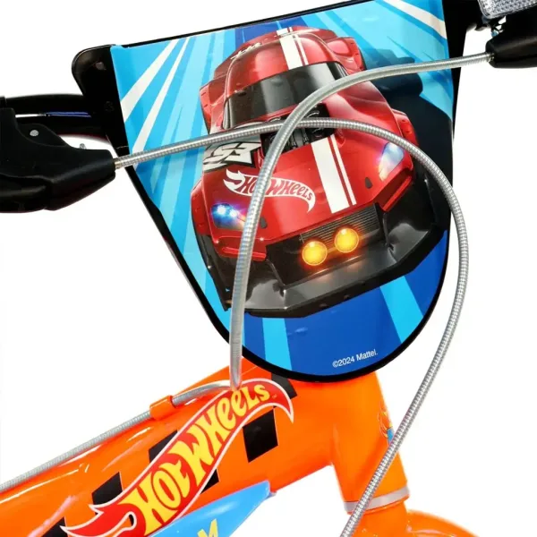 Bicicletta per bambini Hot Wheels 16" con portaborraccia e rotelle laterali, colore arancione-nero – Bicicletta Dino Bikes immagine 4