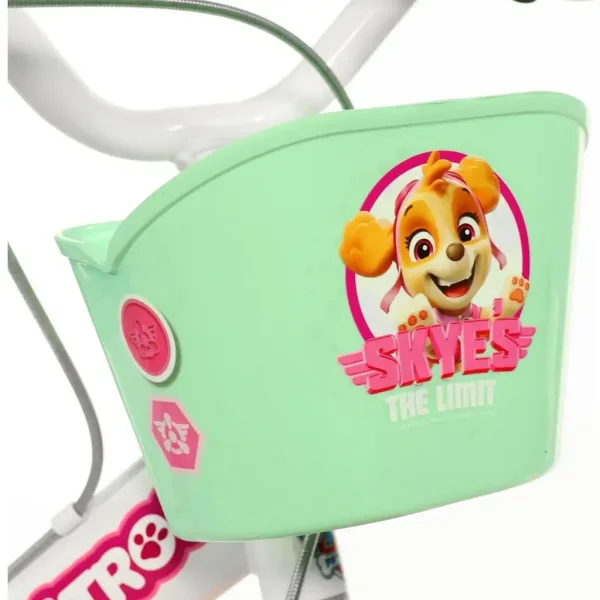 Bicicletta per bambini Paw Patrol Skye 14” con cestino e seggiolino per bambole, colore rosa-menta – Dino Bikes immagine 3