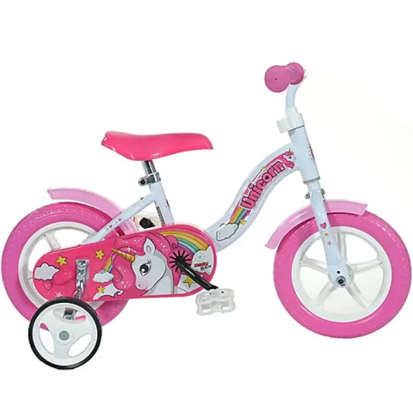 Bicicletta per bambini unicorno rosa-bianca misura 10 - Dino Bikes immagine 1