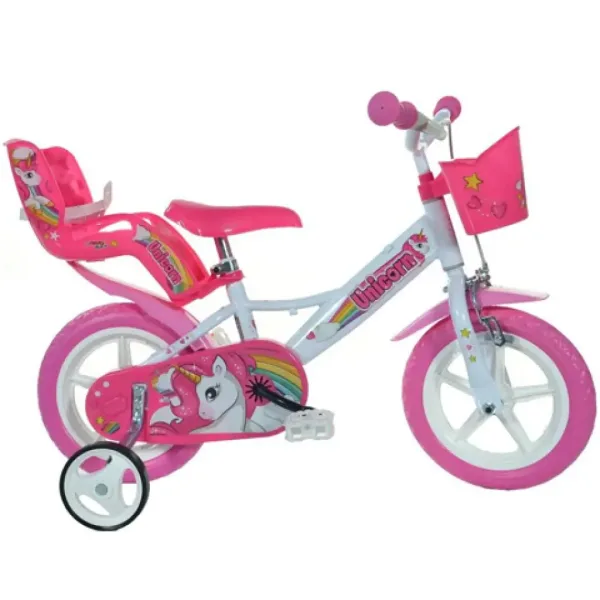 Bicicletta per bambini unicorno rosa-bianca misura 12 - bicicletta Dino Bikes immagine 1