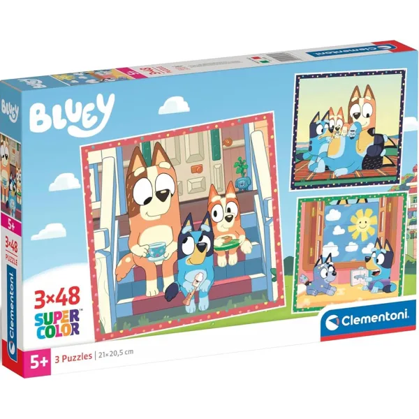 Bluey Supercolor puzzle da 48 pezzi x3 - Clementoni immagine 1