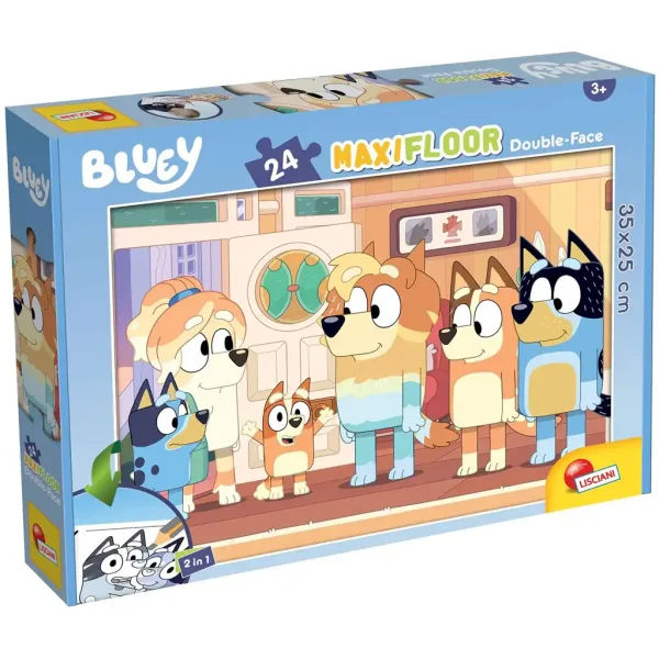Bluey e amici 2 in 1 maxi puzzle da pavimento 24 pezzi e album da colorare 35x25cm - Lisciani immagine 1