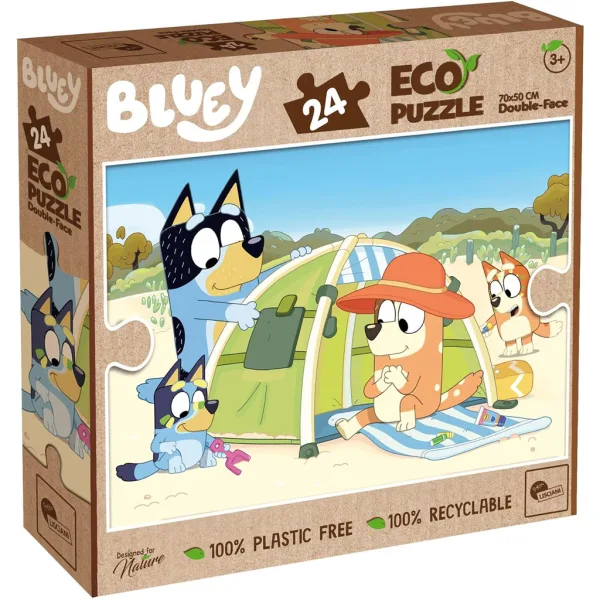 Bluey in vacanza 2 in 1 puzzle Eco maxi da 24 pezzi e libro da colorare 70x50cm - Lisciani immagine 1