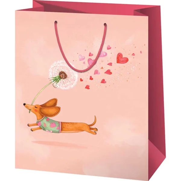 Borsa regalo di formato standard con motivo di bassotto, 11 x 6 x 14 cm