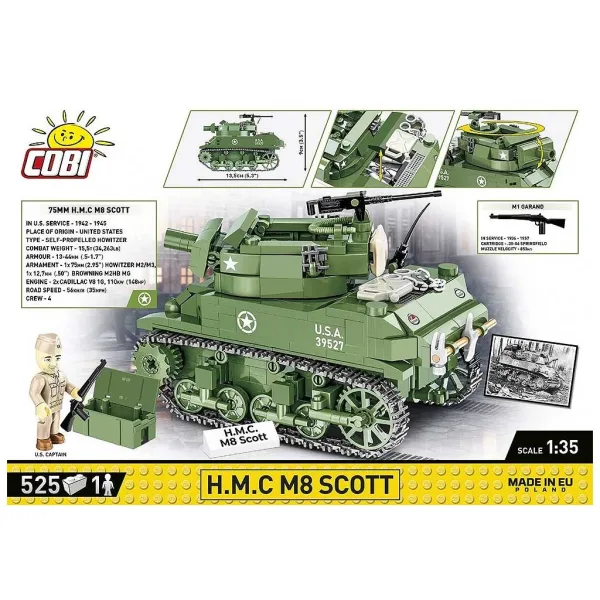 COBI: Set da costruzione della Seconda Guerra Mondiale - Carro armato H.M.C M8 Scott (2279) immagine 2