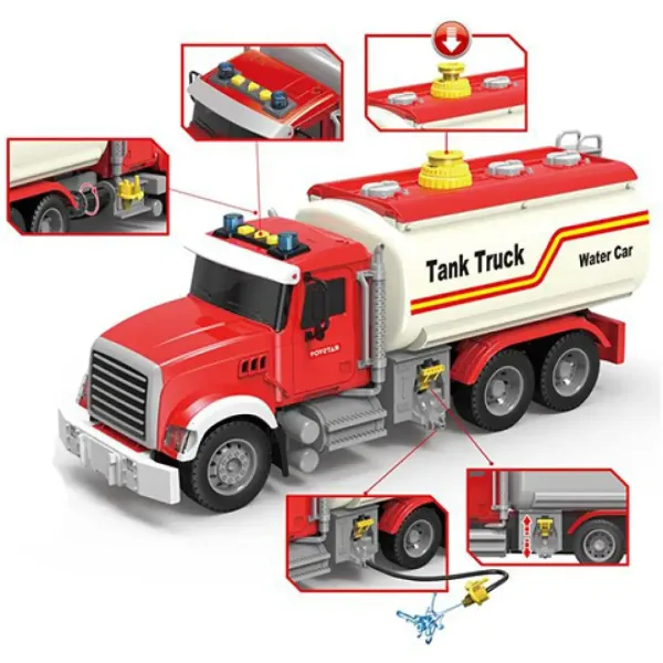 Camion cisterna per il trasporto di carburante ToyStar rosso con effetti luminosi e sonori 36 cm immagine 2